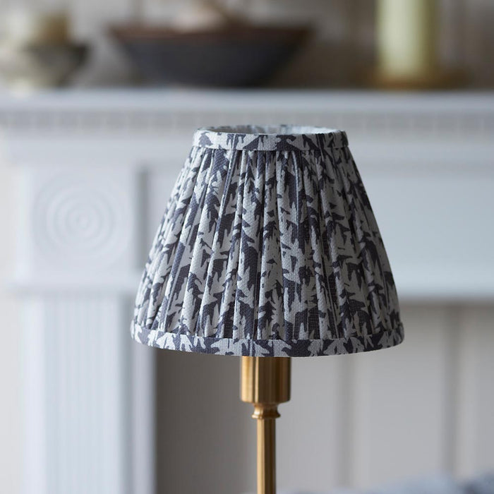 Burley Rechargeable And Leaf 16cm Pearl Grey Shade Table Lamp In Brushed Aged Brass