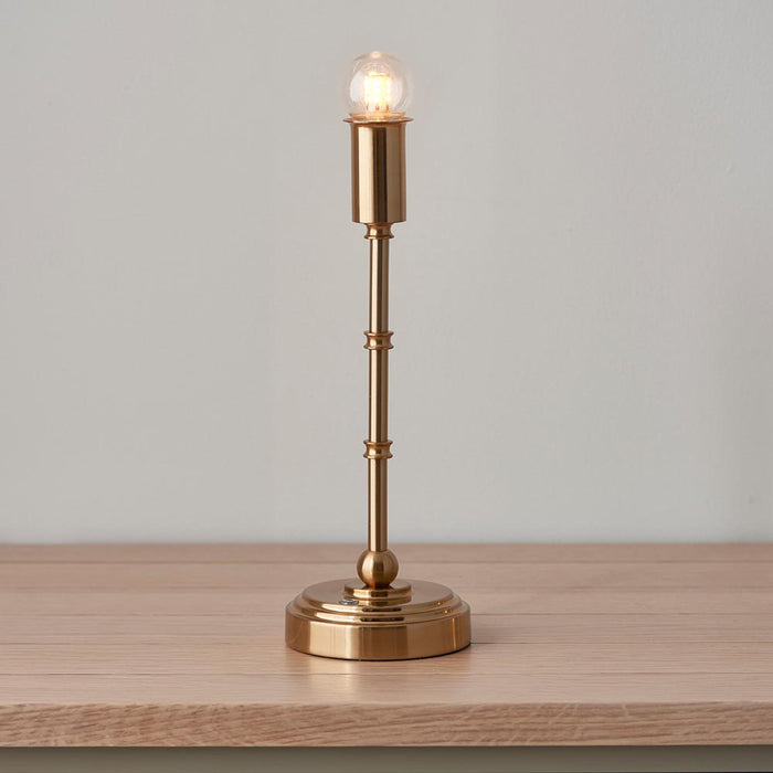 Burley Rechargeable And Ikat 16cm Coral Pink Shade Table Lamp In Brushed Aged Brass