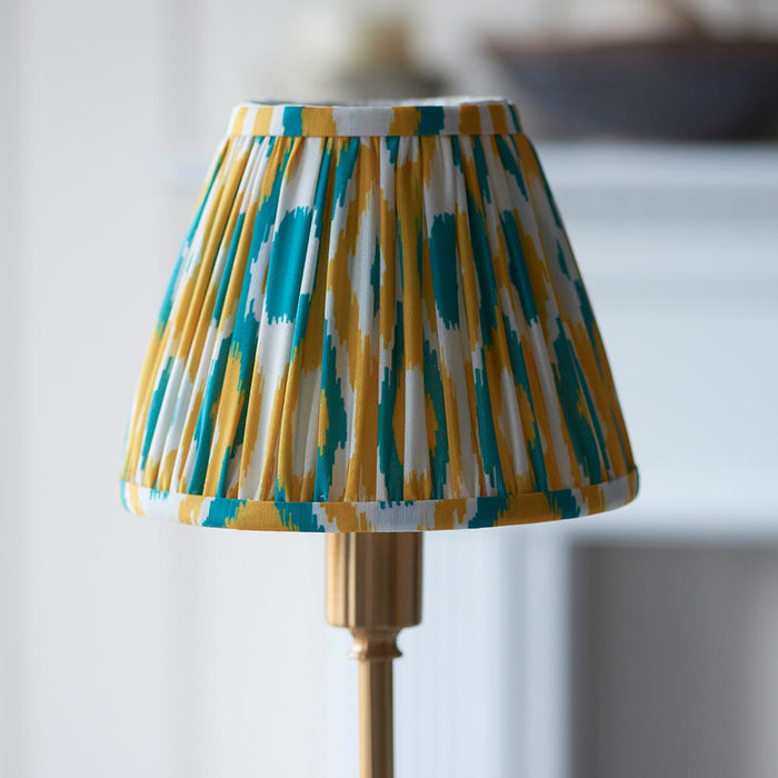 Burley Rechargeable And Ikat 16cm Yellow And Jade Shade Table Lamp In Brushed Aged Brass