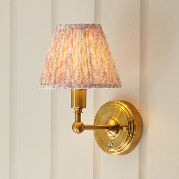 Burley Rechargeable And Leaf 16cm Peachy Keen Shade Wall Light In Brushed Aged Brass