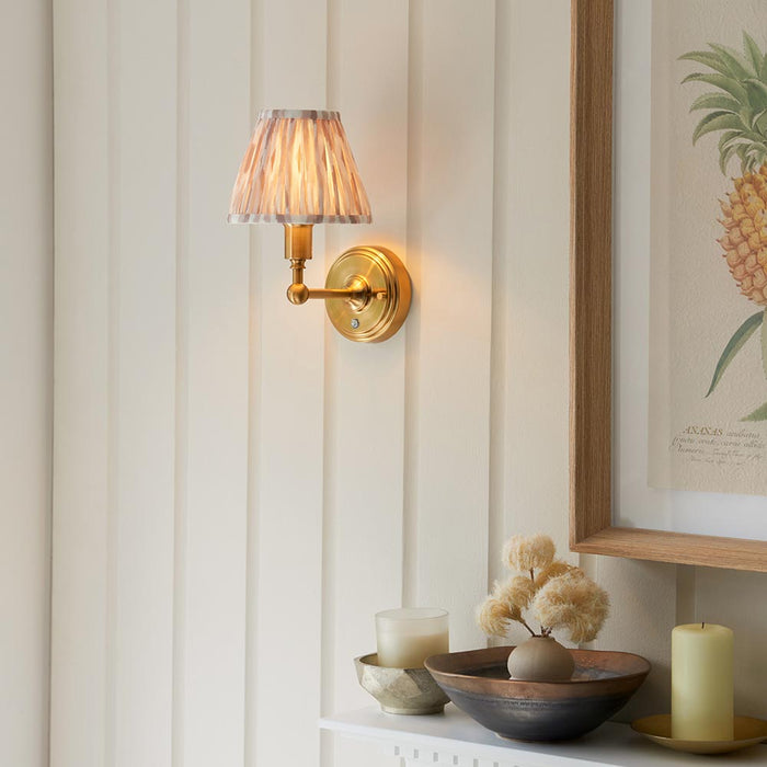 Burley Rechargeable And Ikat 16cm Neutral Shade Wall Light In Brushed Aged Brass