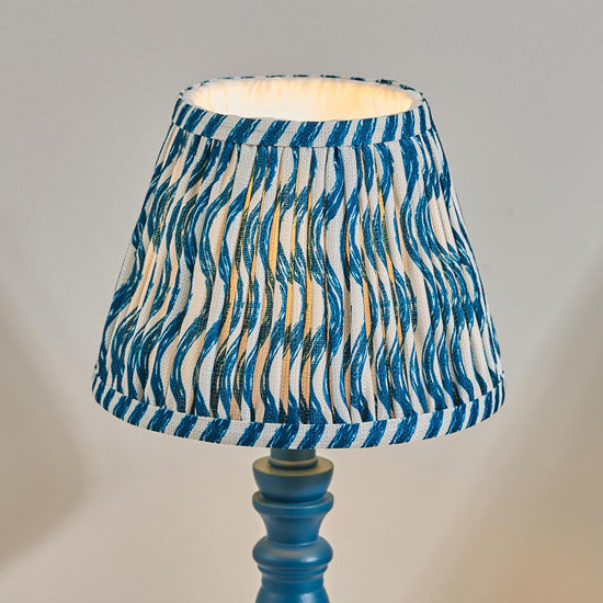 Bibury And Ripple 20cm Marlin Blue Fabric Shade Table Lamp In Satin Marlin Blue