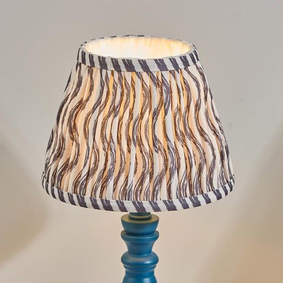 Bibury And Ripple 20cm Pearl Grey Fabric Shade Table Lamp In Satin Marlin Blue