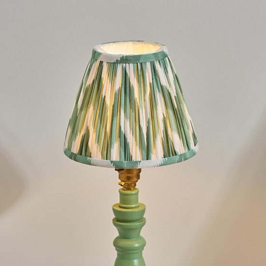 Bibury And Zigzag 16cm Cotswold Green Fabric Shade Table Lamp In Satin Cotswold Green