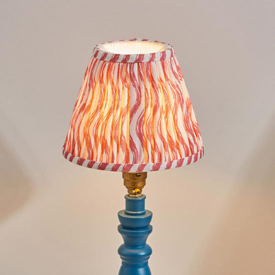 Bibury And Ripple 16cm Coral Pink Fabric Shade Table Lamp In Satin Marlin Blue