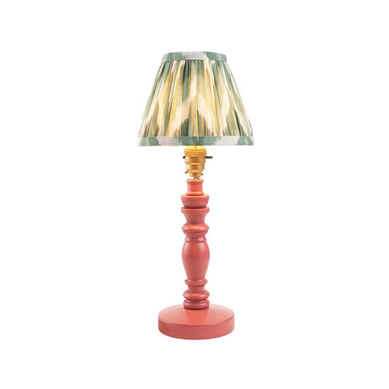 Bibury And Zigzag 16cm Cotswold Green Fabric Shade Table Lamp In Satin Pink Clay