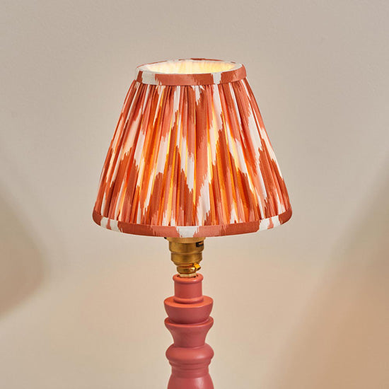 Bibury And Zigzag 16cm Apricot Orange Fabric Shade Table Lamp In Satin Pink Clay