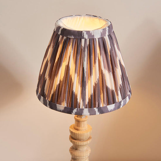 Bibury And Zigzag 16cm Pearl Grey Fabric Shade Table Lamp In Natural Ash