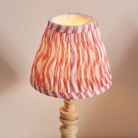 Bibury And Ripple 16cm Coral Pink Fabric Shade Table Lamp In Natural Ash