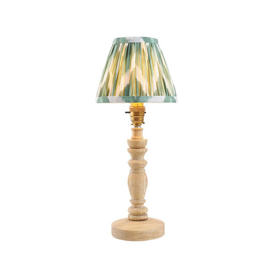 Bibury And Zigzag 16cm Cotswold Green Fabric Shade Table Lamp In Natural Ash