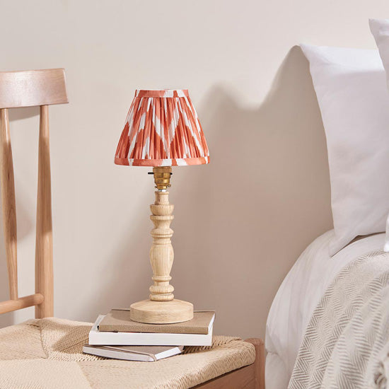 Bibury And Zigzag 16cm Apricot Orange Fabric Shade Table Lamp In Natural Ash