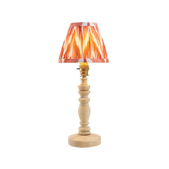 Bibury And Zigzag 16cm Apricot Orange Fabric Shade Table Lamp In Natural Ash