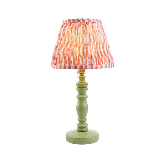 Bibury And Ripple 20cm Coral Pink Fabric Shade Table Lamp In Satin Cotswold Green