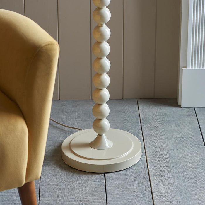 Higgledy And Zigzag 35cm Pearl Grey Shade Floor Lamp With Gloss Almond White Base