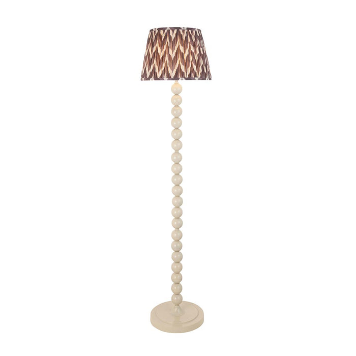 Higgledy And Zigzag 35cm Pearl Grey Shade Floor Lamp With Gloss Almond White Base