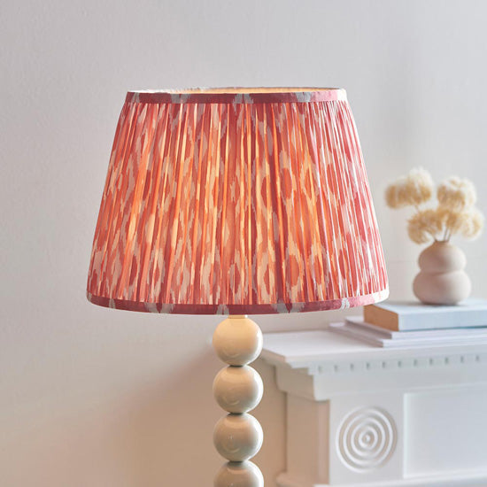 Higgledy And Ikat 35cm Coral Pink Shade Floor Lamp With High Gloss Almond White Base