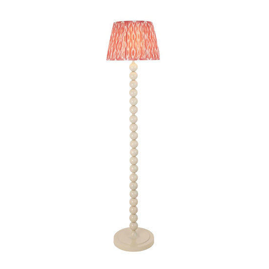 Higgledy And Ikat 35cm Coral Pink Shade Floor Lamp With High Gloss Almond White Base