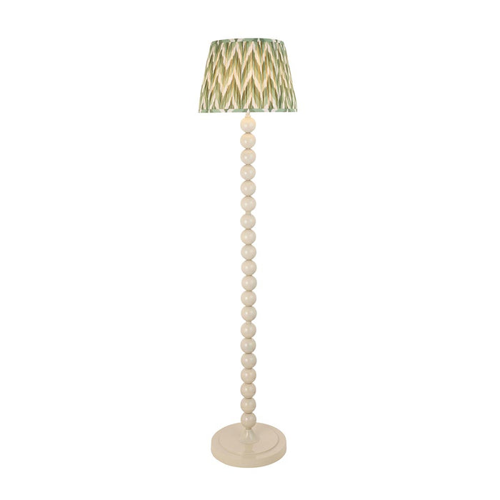 Higgledy And Zigzag 35cm Cotswold Green Shade Floor Lamp With Gloss Almond White Base