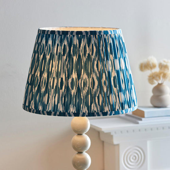 Higgledy And Ikat 35cm Marlin Blue Shade Floor Lamp With High Gloss Almond White Base