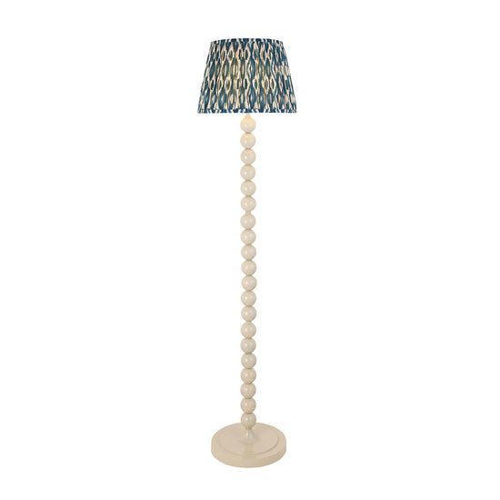 Higgledy And Ikat 35cm Marlin Blue Shade Floor Lamp With High Gloss Almond White Base