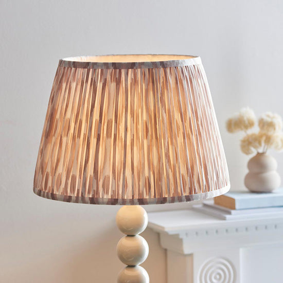 Higgledy And Ikat 35cm Neutral Shade Floor Lamp With High Gloss Almond White Base