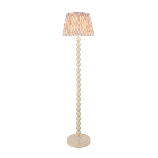 Higgledy And Ikat 35cm Neutral Shade Floor Lamp With High Gloss Almond White Base