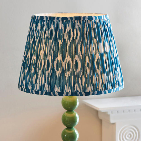 Higgledy And Ikat 35cm Marlin Blue Shade Floor Lamp With High Gloss Cotswold Green Base