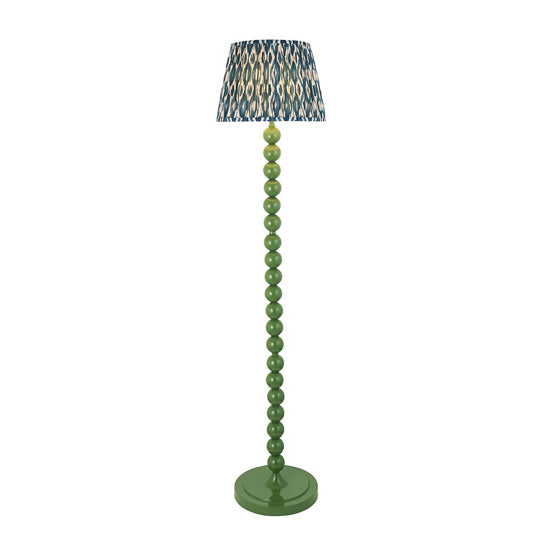 Higgledy And Ikat 35cm Marlin Blue Shade Floor Lamp With High Gloss Cotswold Green Base