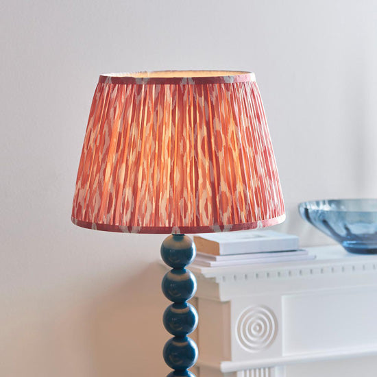 Higgledy And Ikat 35cm Coral Pink Shade Floor Lamp With High Gloss Marlin Blue Base