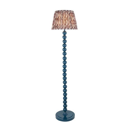 Higgledy And Ikat 35cm Pearl Grey Shade Floor Lamp With High Gloss Marlin Blue Base