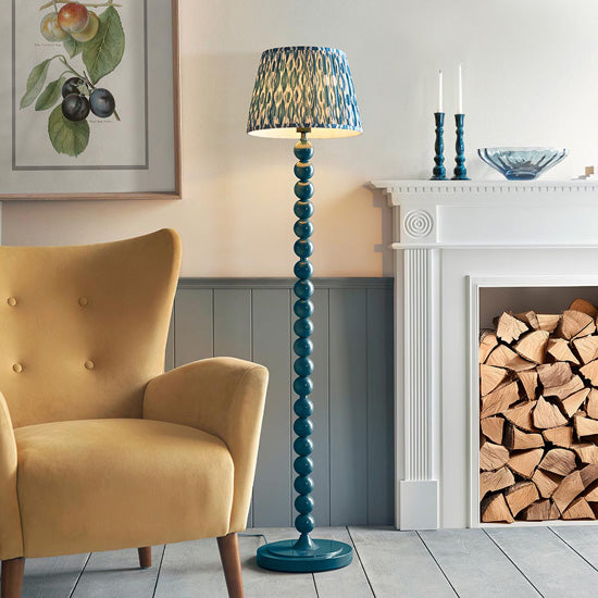 Higgledy And Ikat 35cm Marlin Blue Shade Floor Lamp With High Gloss Marlin Blue Base