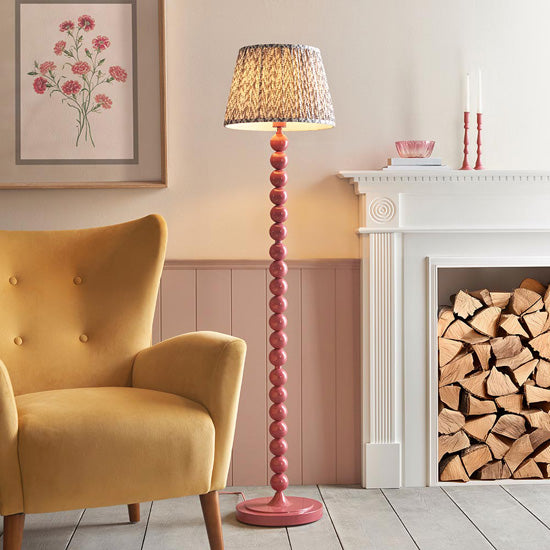 Higgledy And Leaf 35cm Pearl Grey Shade Floor Lamp With High Gloss Pink Clay Base