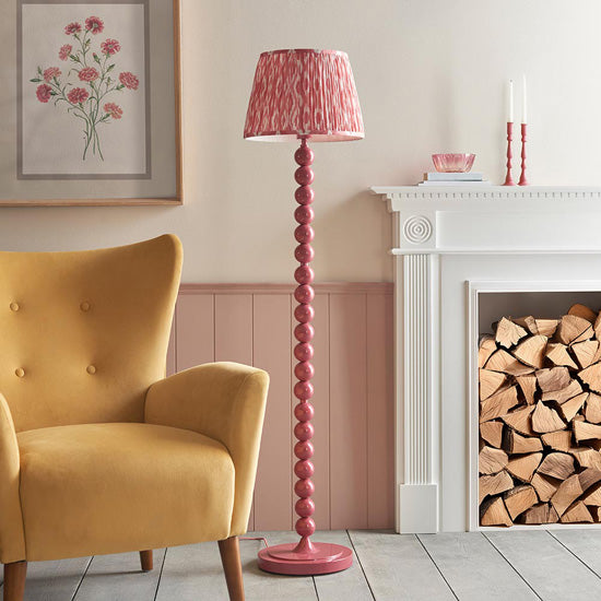 Higgledy And Ikat 35cm Coral Pink Shade Floor Lamp With High Gloss Pink Clay Base