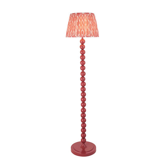 Higgledy And Ikat 35cm Coral Pink Shade Floor Lamp With High Gloss Pink Clay Base