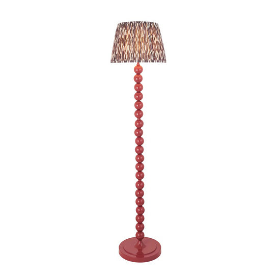 Higgledy And Ikat 35cm Pearl Grey Shade Floor Lamp With High Gloss Pink Clay Base