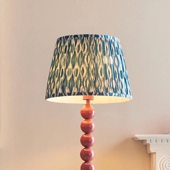 Higgledy And Ikat 35cm Marlin Blue Shade Floor Lamp With High Gloss Pink Clay Base