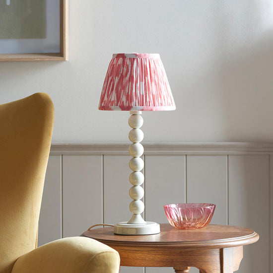 Higgledy And Ikat 20cm Coral Pink Shade Table Lamp With High Gloss Almond White Base