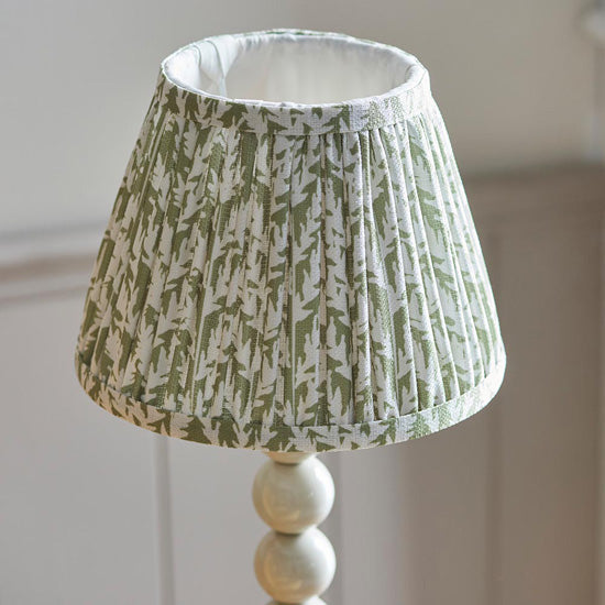 Higgledy And Leaf 20cm Herb Garden Green Shade Table Lamp With High Gloss Almond White Base