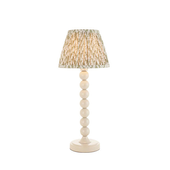 Higgledy And Leaf 20cm Herb Garden Green Shade Table Lamp With High Gloss Almond White Base