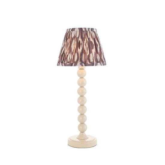 Higgledy And Ikat 20cm Pearl Grey Shade Table Lamp With High Gloss Almond White Base