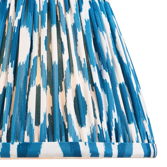 Higgledy And Ikat 20cm Marlin Blue Shade Table Lamp With High Gloss Almond White Base