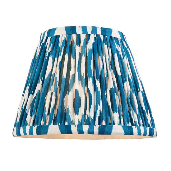 Higgledy And Ikat 20cm Marlin Blue Shade Table Lamp With High Gloss Almond White Base