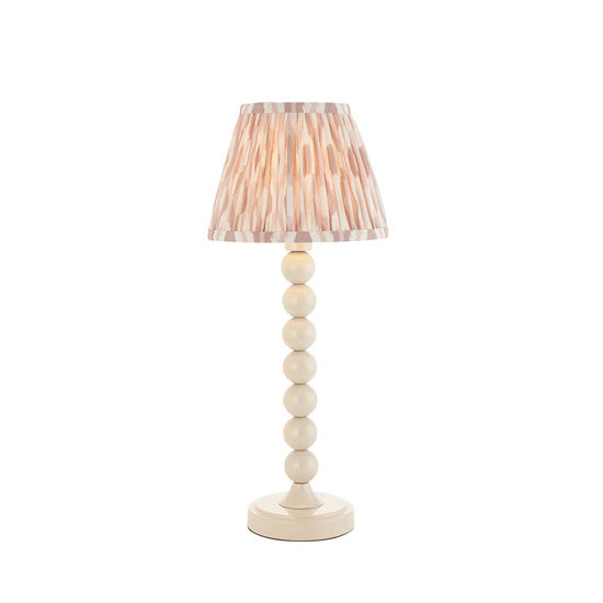 Higgledy And Ikat 20cm Neutral Shade Table Lamp With High Gloss Almond White Base