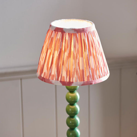 Higgledy And Ikat 20cm Coral Pink Shade Table Lamp With High Gloss Cotswold Green Base