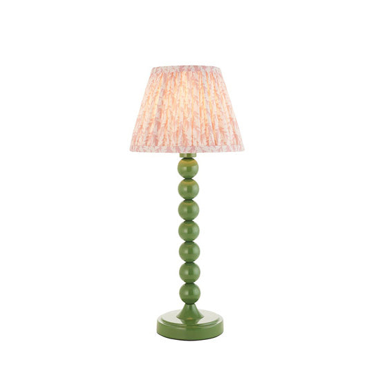 Higgledy And Leaf 20cm Peachy Keen Shade Table Lamp With High Gloss Cotswold Green Base