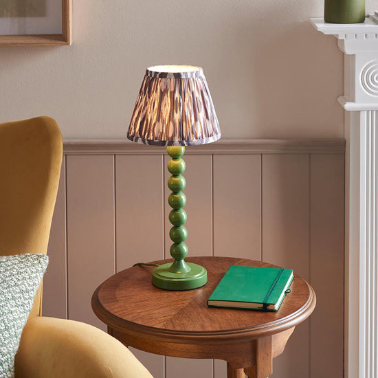 Higgledy And Ikat 20cm Pearl Grey Shade Table Lamp With High Gloss Cotswold Green Base