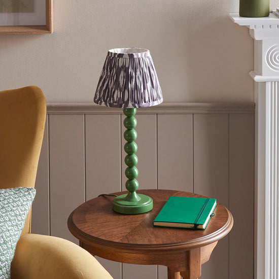 Higgledy And Ikat 20cm Pearl Grey Shade Table Lamp With High Gloss Cotswold Green Base