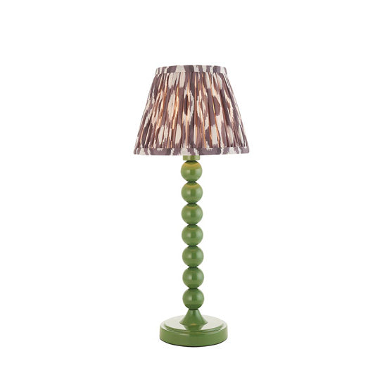 Higgledy And Ikat 20cm Pearl Grey Shade Table Lamp With High Gloss Cotswold Green Base