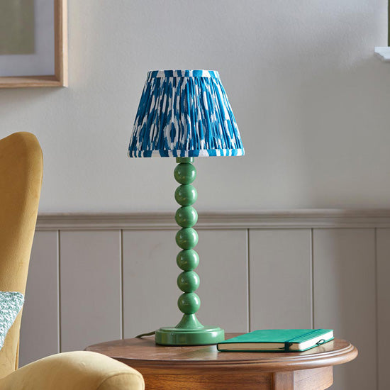 Higgledy And Ikat 20cm Marlin Blue Shade Table Lamp With High Gloss Cotswold Green Base