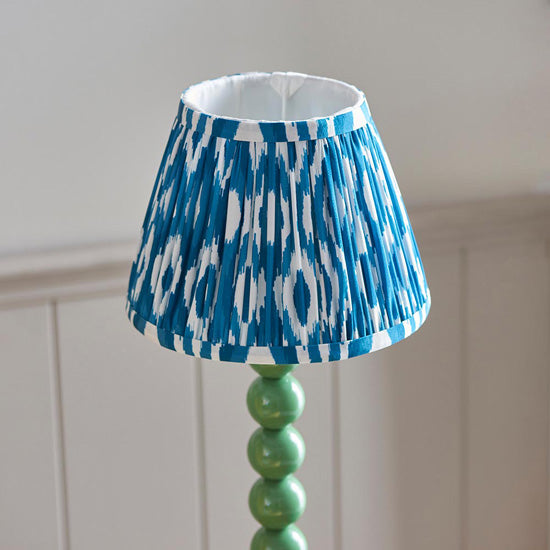 Higgledy And Ikat 20cm Marlin Blue Shade Table Lamp With High Gloss Cotswold Green Base